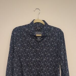 Express Men's Navy Floral Shirt
